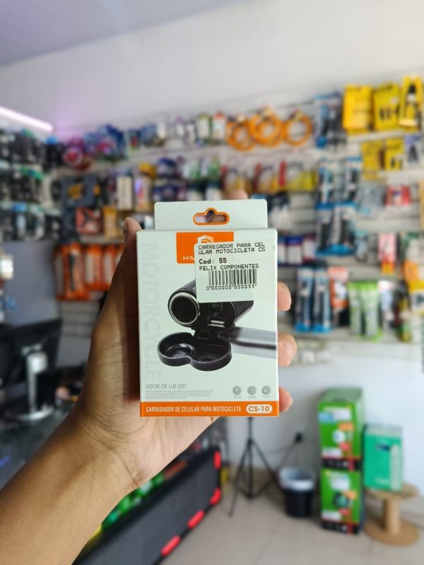 Carregador de Celular via USB para Moto c/ Adaptador para Cigarrete H´MASTON