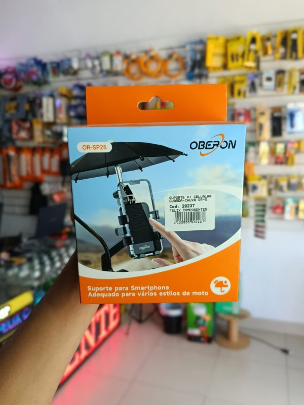 Suporte de Celular para Moto/Bike Universal com Mini Guarda-Chuva OR-SP25 OBERON