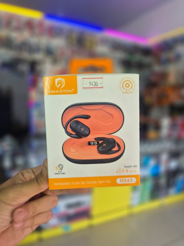 Fone de Ouvido Bluetooth H´MASTON RS-43 com Autonomia de Até 8h | Com Cabo | Selo Anatel