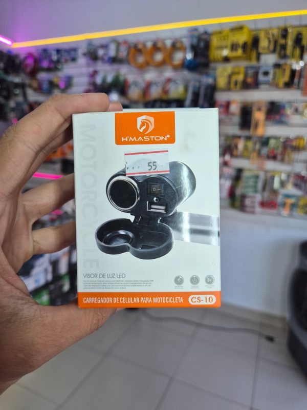 H’maston CS-10 Carregador Celular Turbo Tomada para Moto USB 12V GPS